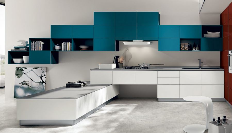 cocina moderna blanco azul